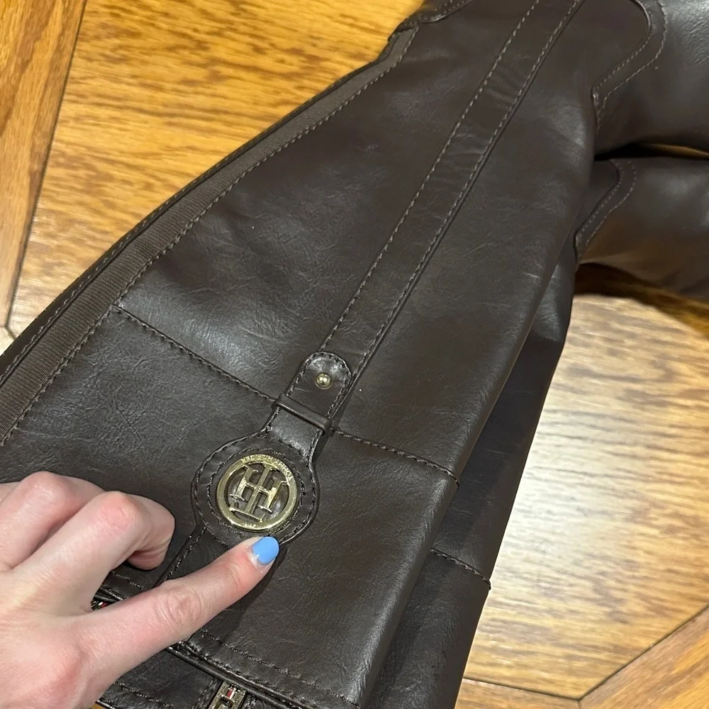 *TOMMY HILFIGER* Brown x Gold Knee-High Riding Boots Size 6.5